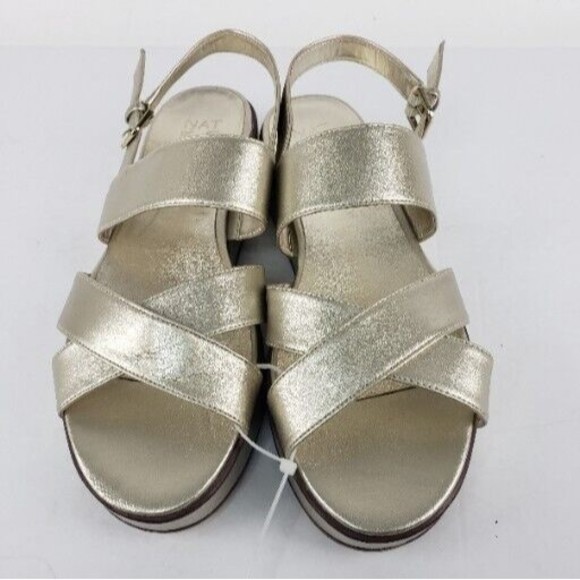 Naturalizer Caryn Silver Metallic Sling Back Leather Sandals Shoes Size 9 M - Picture 11 of 16